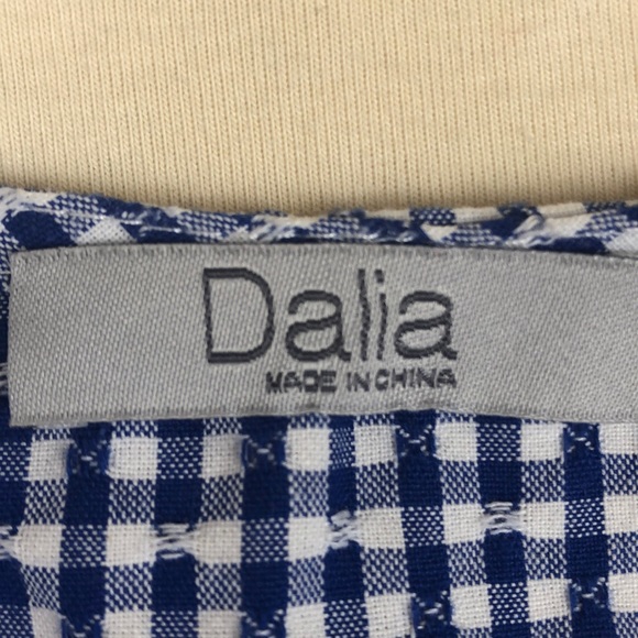 NWOT Dalia Blue and White Gingham Sleeveless Top w/ Decorative Bows - Size Small - Picture 9 of 12